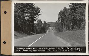 Contract No. 57, Portion of Petersham-New Salem Highway, New Salem, Franklin County, looking northwest from Sta. 86+50, New Salem, Mass., Sep. 30, 1937