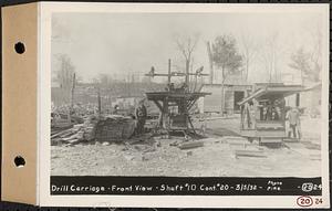 Contract No. 20, Coldbrook-Swift Tunnel, Barre, Hardwick, Greenwich, drill carriage, front view, Shaft 10, Hardwick, Mass., Mar. 5, 1932