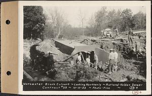 Contract No. 39, Trunk Line Sewer, Rutland, Holden, Worcester Brook culvert, looking northerly, Rutland-Holden Sewer, Holden, Mass., Oct. 10, 1933