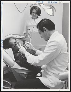 Dr. Herbert Dorris, Nurse Janet Grenda C.D.A. Patient Robin Greenberg. Dentist.