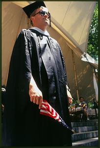 Cambridge, MA Harvard U 1993 Student w/American flag