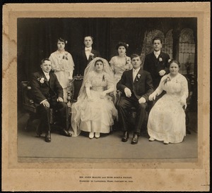Mr. John Malek and Miss Agata Banas, married at Lawrence, Mass., January 30, 1916