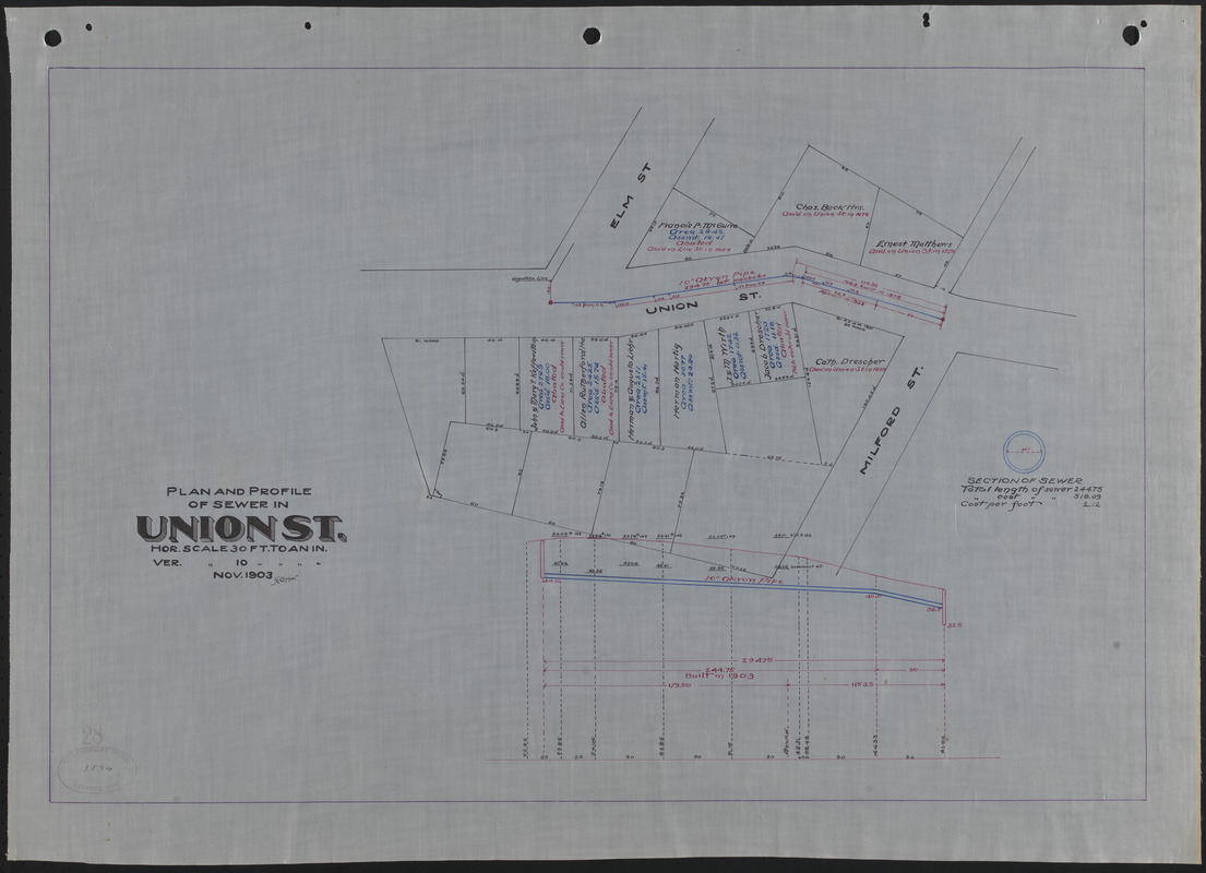 Plan and profile of sewer in Union St.