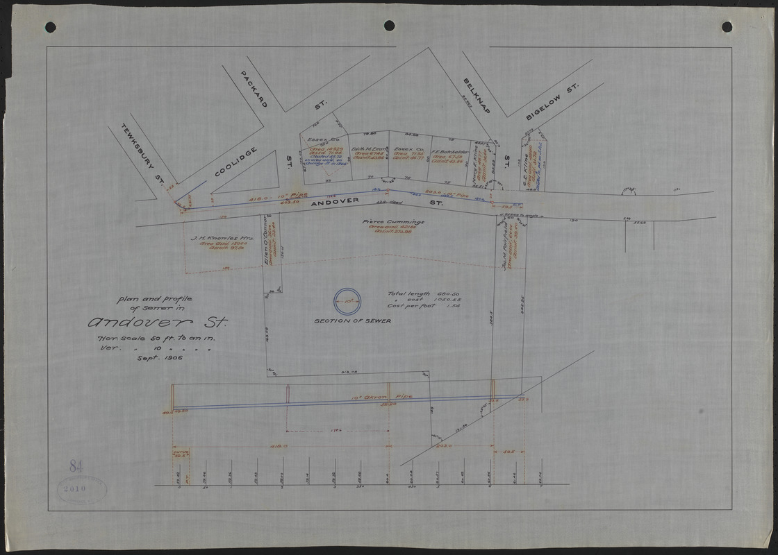 Plan and profile of sewer in Andover St.