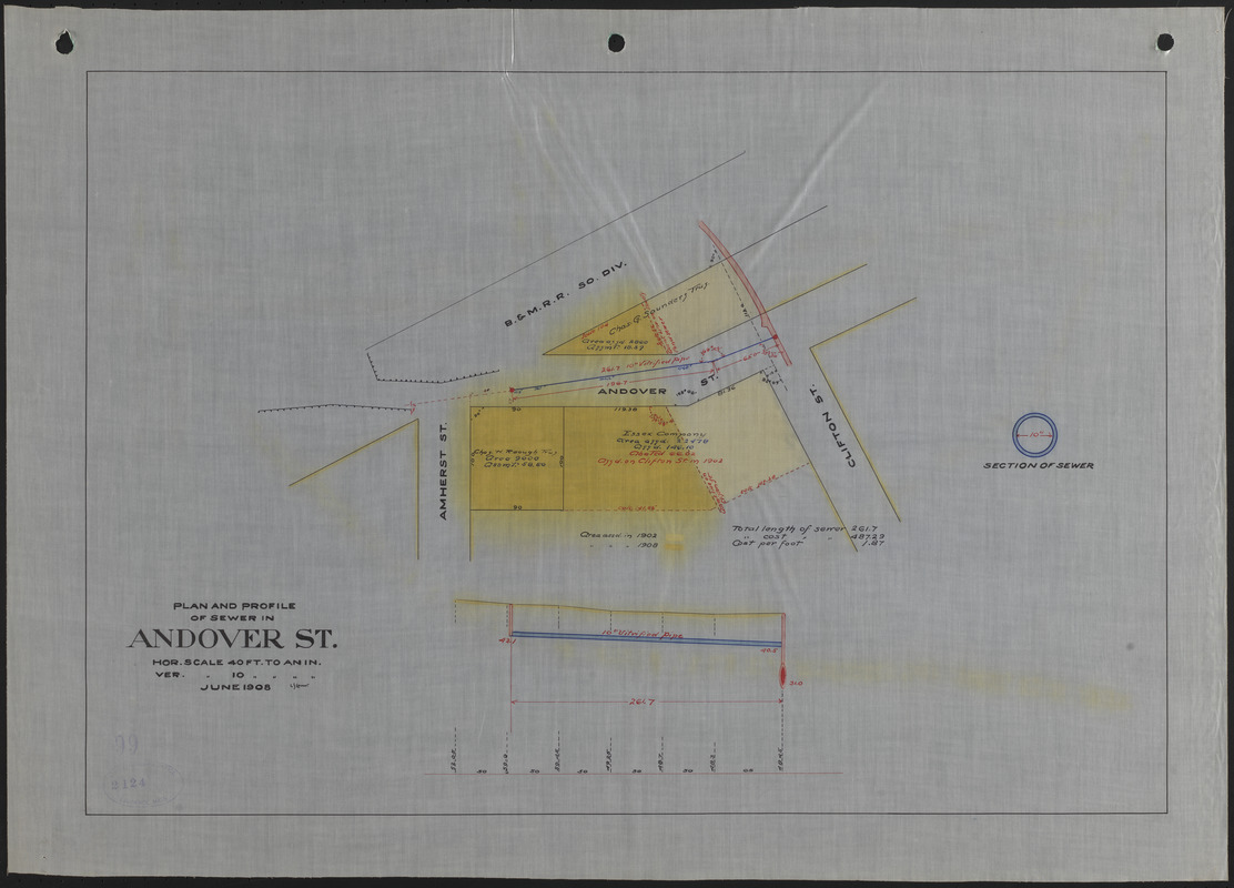 Plan and profile of sewer in Andover St.