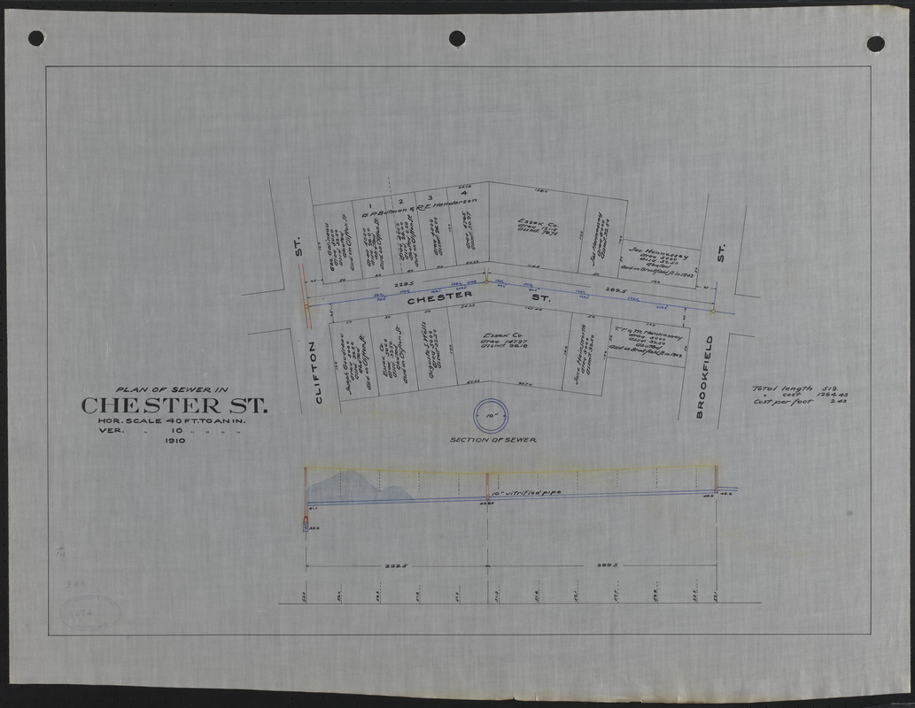 Plan of sewer in Chester St.