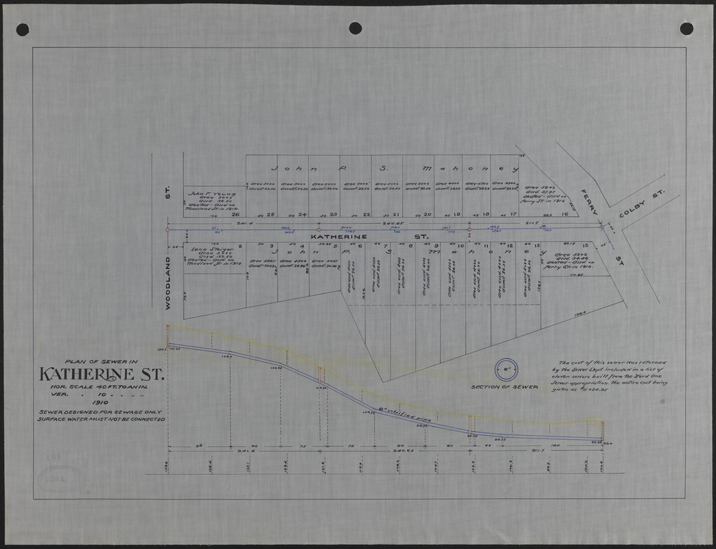 Plan of sewer in Katherine St.