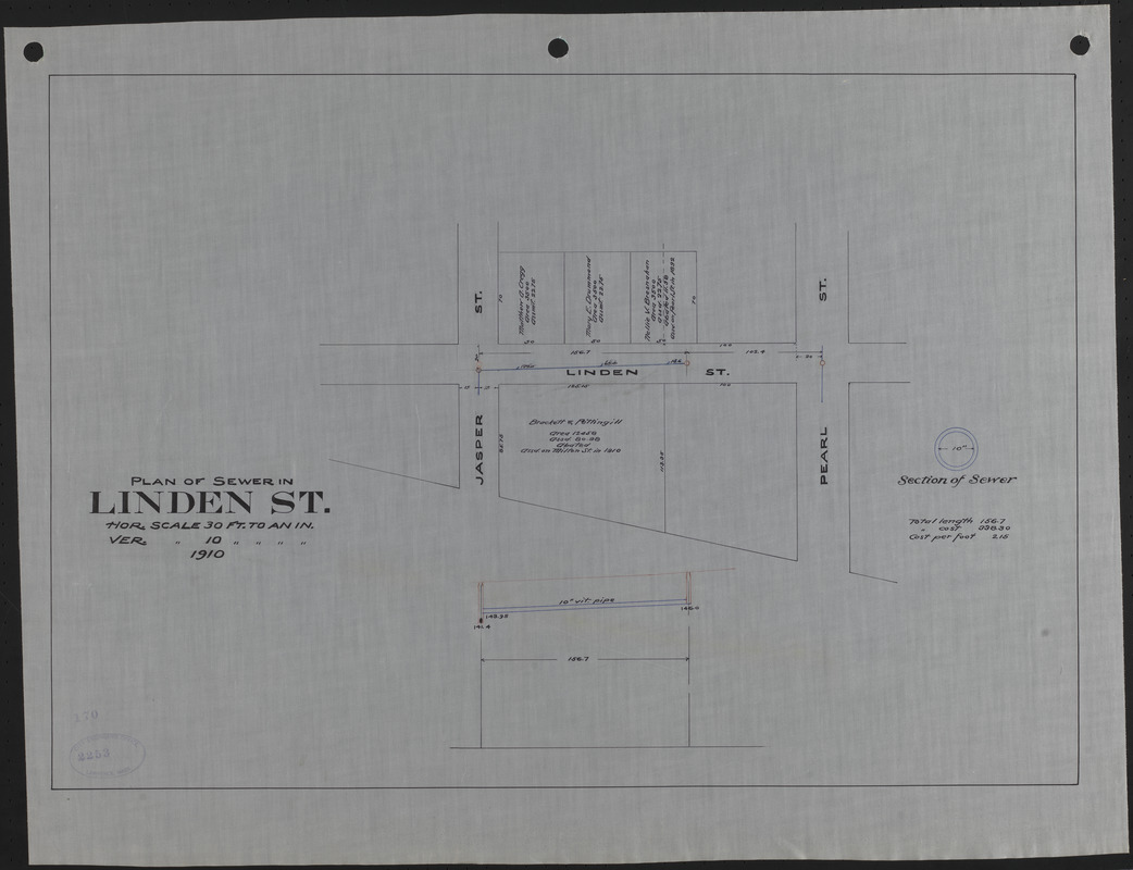 Plan of sewer in Linden St.