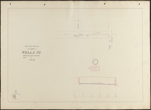 Plan and profile of sewer in Wells St.
