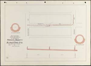 Plan and profile of sewer in Parker, Abbott and Blanchard Sts., section no. 2