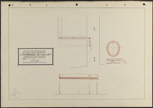 Plan and profile of relocation of sewer in Lawrence St. Alley in rear of high school