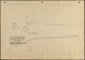 Plan and profile of sewer through land of Elizabeth Sullivan east from Saratoga St.