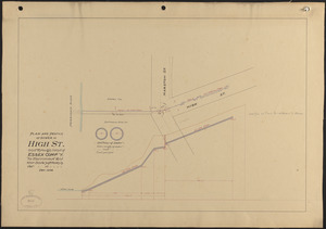 Plan and profile of sewer in High St. and through land of Essex Comp'y to Merrimack Riv.
