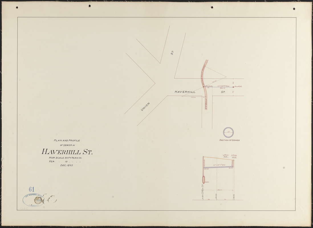 Plan And Profile Of Sewer In Haverhill St Digital Commonwealth 7225