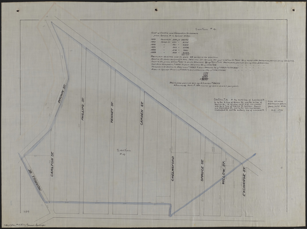 Map of 43 acres in Methuen to be drained by sewer