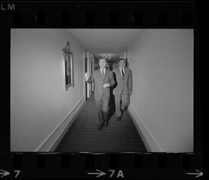 Ken O'Donnell and unidentified man at Parker House for meeting with Democratic candidates for governor