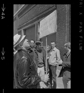 Red Sox fans protesting the trade of Ken Harrelson outside Fenway Park