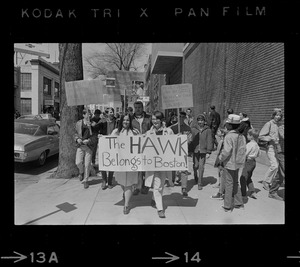 Red Sox fans protesting the trade of Ken Harrelson outside Fenway Park