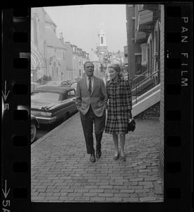 Boston Mayor-elect Kevin White and Kathryn White walking the morning after the mayoral election