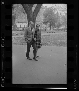 Boston Mayor-elect Kevin White and Kathryn White walking the morning after the mayoral election