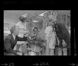 Boston Mayor Kevin White and Kathryn White with patient at Boston City Hospital