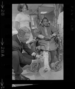 Boston Mayor Kevin White with patient at Boston City Hospital