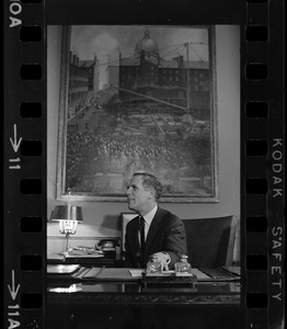 Boston Mayor Kevin White at desk