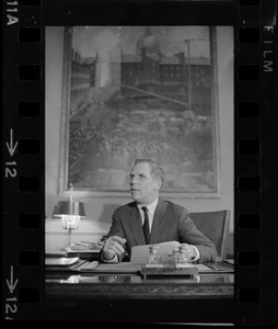 Boston Mayor Kevin White at desk