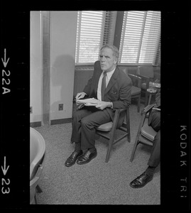 Boston Mayor Kevin White at meeting between Ted Kennedy and Massachusetts mayors