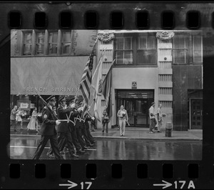 Color guard marching down Tremont Street on Fourth of July