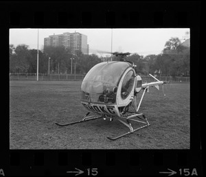 Mayor Kevin White aboard a helicopter