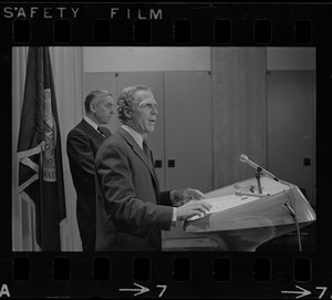 Daniel Finn, Housing Authority Administrator, and Mayor White during a press conference to deny charges of "cronyism" in job appointments