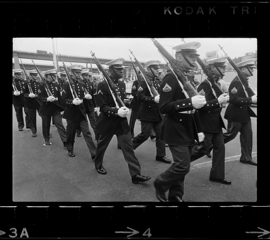 Marines marching in Bunker Hill Day parade Digital Commonwealth