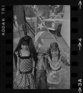 Three children at Puerto Rican Day celebration in the South End