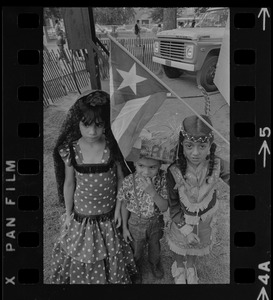 Three children at Puerto Rican Day celebration in the South End