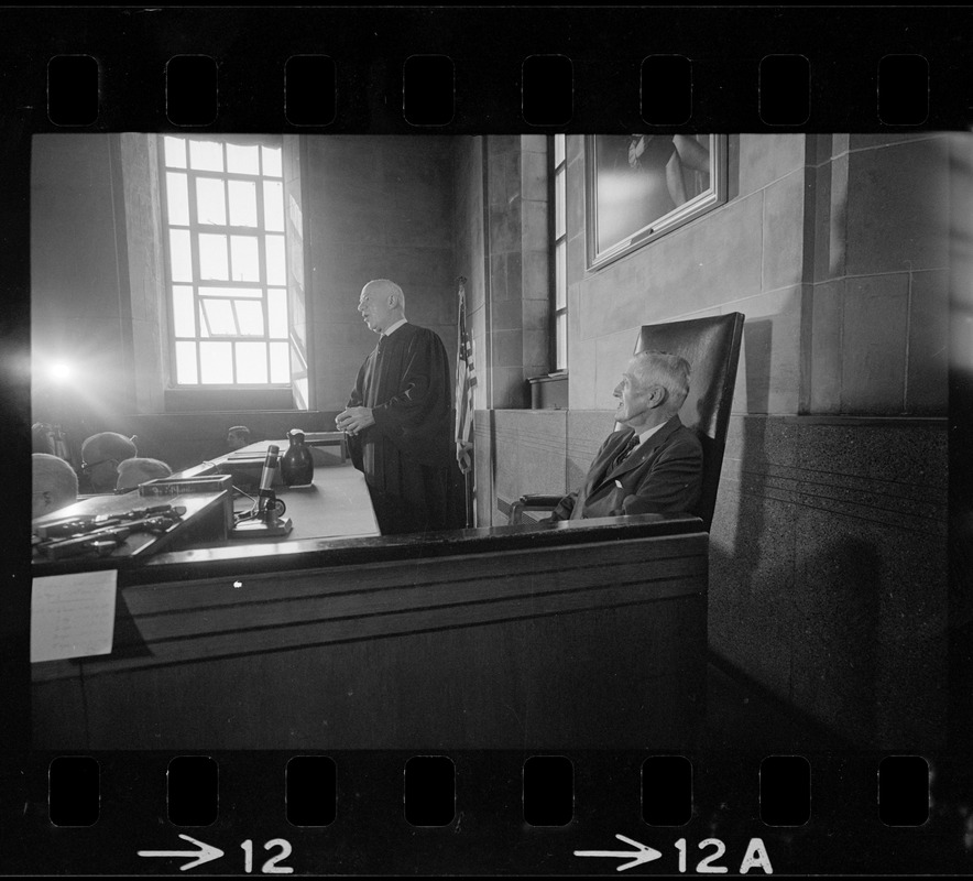 Chief Justice Elijah Adlow of Boston Municipal Court addressing the