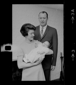 Kathleen Harrington, Massachusetts Senate President Kevin B. Harrington, and their two-week-old daughter, Joan Marie