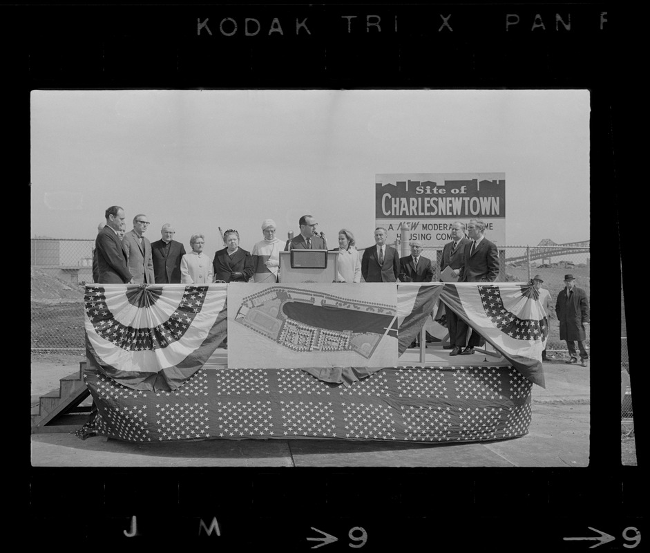 Unidentified man speaks at ground breaking ceremony for new Charlestown