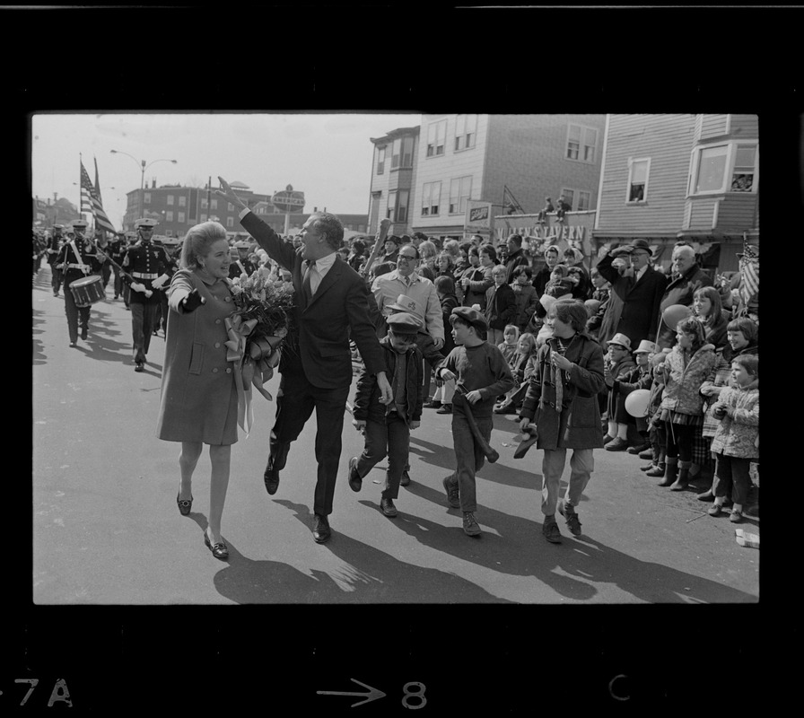 Boston Mayor Kevin White and Kathryn White at St. Patrick's Day parade