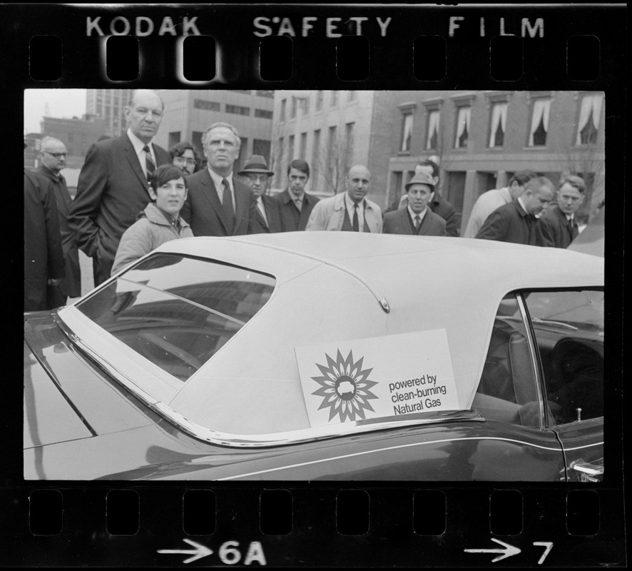 Demonstration of Boston Mayor Kevin White's natural gas car in City Hall Plaza