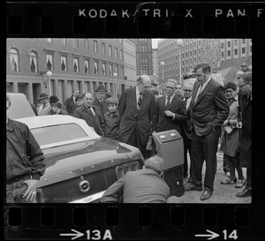 Demonstration of Boston Mayor Kevin White's natural gas car in City Hall Plaza