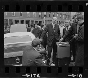 Demonstration of Boston Mayor Kevin White's natural gas car in City Hall Plaza