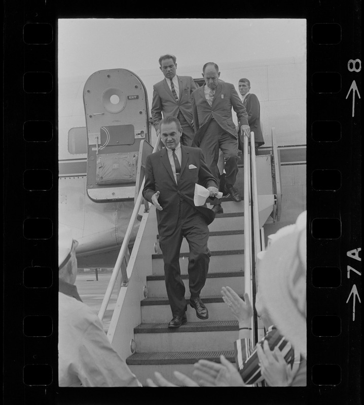 George Wallace, former governor of Alabama, arrives in Boston to campaign for president