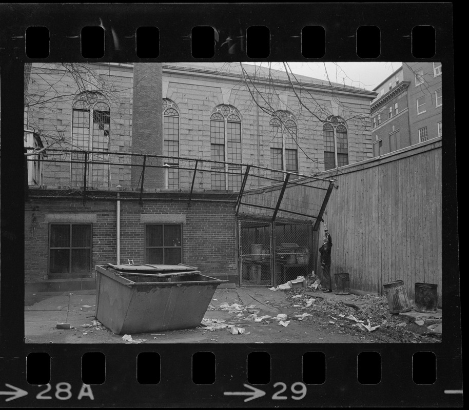 View of Charles Street Jail following escape attempt