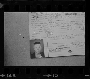 Robert Barry's Suffolk County Jail identification card with photo