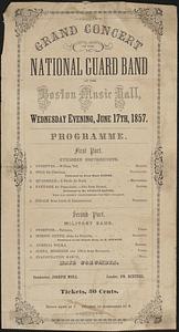 Grand concert of the National Guard Band at the Boston Music Hall, Wednesday evening, June 17th, 1857