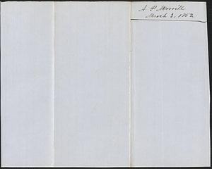 Anson P. Morrill to Samuel Warner, 3 March 1852