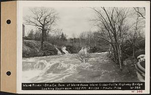 Ware River, Otis Co., dam at Ware, above Ware-Gilbertville Highway bridge looking upstream, Ware, Mass., 1:05 PM, Apr. 1, 1932