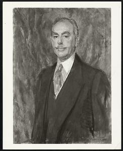 Chief Diplomat - A likeness of the secretary of state, Dean Acheson, by the Cambridge artist, Gardner Cox, on view with other new portraits at the Margaret Brown Gallery. Jan 5-19.