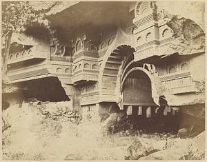 Kondani Chaitya (from duplicate negative) [View from the right of the façade of Buddhist Chaitya Hall, Kondane Cave, Thane District]
